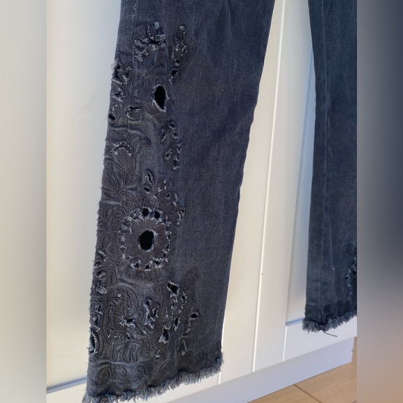 Free People Eyelet Cutout Distressed Jeans - Picture 2 of 6